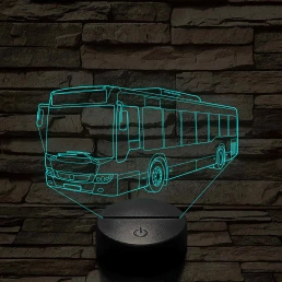 Személyre Szabható Busz Műanyagtalpas 3D LED Lámpa 