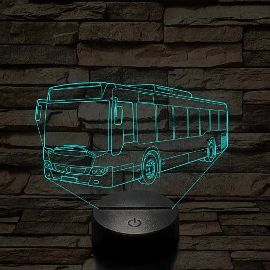Személyre Szabható Busz Műanyagtalpas 3D LED Lámpa 