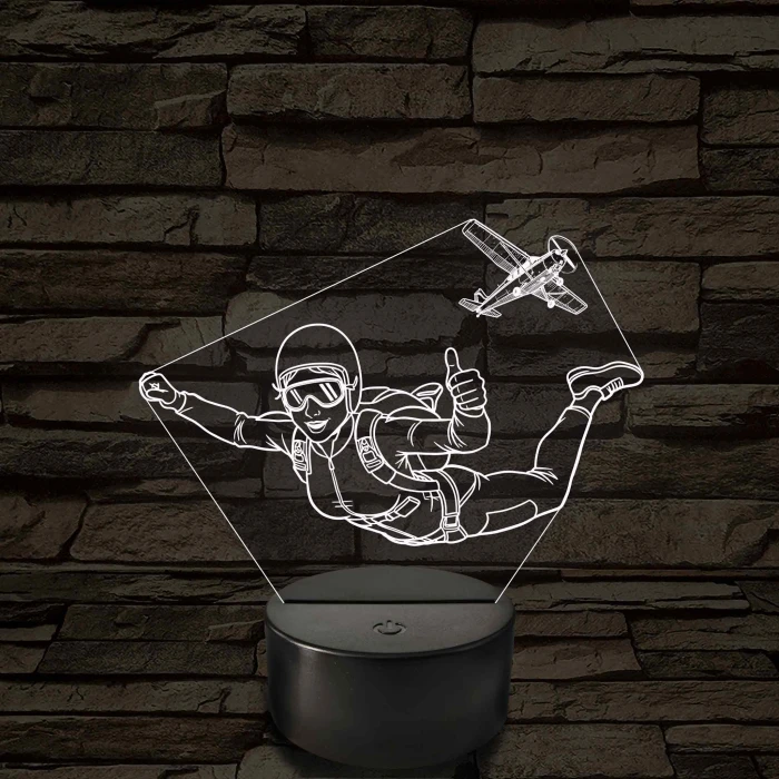 Ejtőernyős Nő - színváltós 3D LED Lámpa