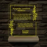 Nyugdíjazási Emléklámpa Személyre Szabott Szöveggel 3D LED 7 Színű Fa Talppal 