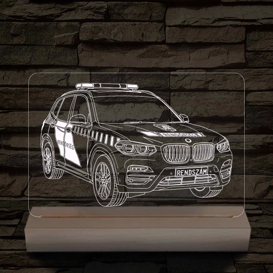 Rendőrségi rendszámos SUV fatalppal 7 színű 3D led lámpa
