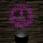 Személyre szabható 7 színű 3D LED lámpa violinkulccsal és hangjegyekkel