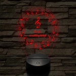 Személyre szabható 7 színű 3D LED lámpa violinkulccsal és hangjegyekkel
