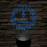 Személyre szabható 7 színű 3D LED lámpa violinkulccsal és hangjegyekkel