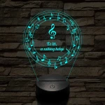 Személyre szabható 7 színű 3D LED lámpa violinkulccsal és hangjegyekkel