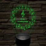 Személyre szabható 7 színű 3D LED lámpa violinkulccsal és hangjegyekkel