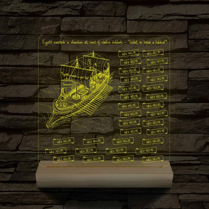 Egyedi Osztálygálya 3D LED Lámpa – Személyreszabható Pergamenes Nevekkel