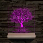 Leveles osztályfa fatalppal 7 színű 3D led lámpa