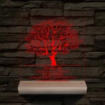 Leveles osztályfa fatalppal 7 színű 3D led lámpa
