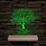 Leveles osztályfa fatalppal 7 színű 3D led lámpa