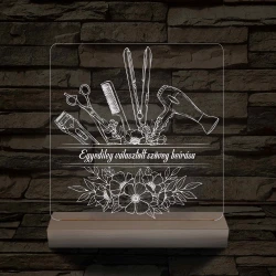 Fodrászcsokor  személyre szabott fatalppal 7 színű 3D led lámpa