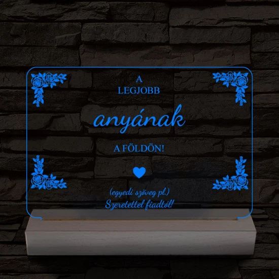 A legjobb anyának személyre szabott fatalppal 7 színű 3D led lámpa