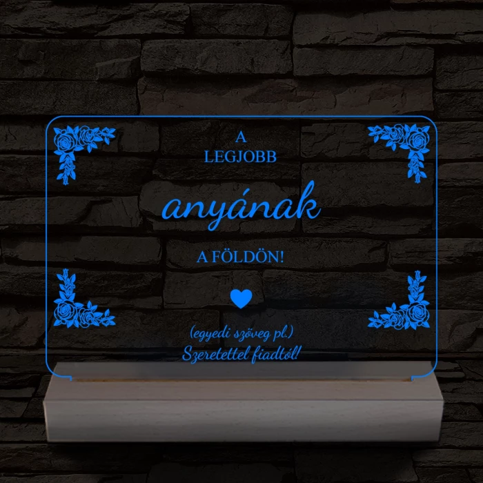 A legjobb anyának személyre szabott fatalppal 7 színű 3D led lámpa