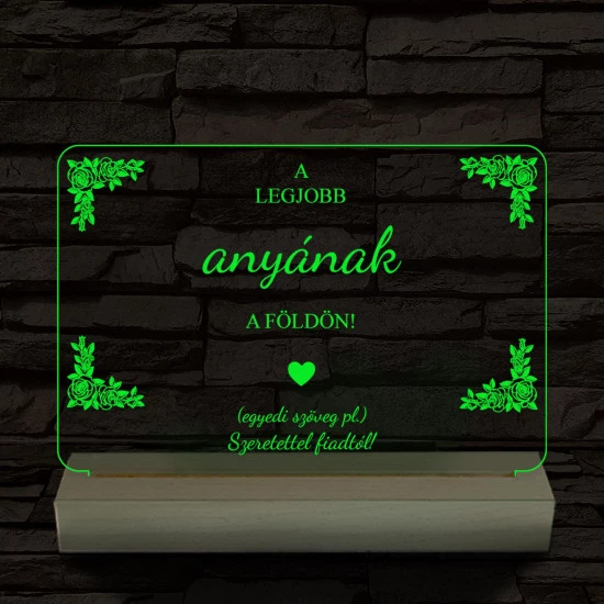 A legjobb anyának személyre szabott fatalppal 7 színű 3D led lámpa