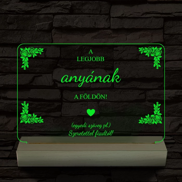 A legjobb anyának személyre szabott fatalppal 7 színű 3D led lámpa