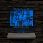 Szuper anyu egyedi szöveggel plusz fotóval személyre szabott választható méretű fatalppal 7 színű 3D led lámpa