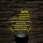 Szív Alakú 3D LED Lámpa – Megható Üzenettel Anyukáknak 7 színű 3D led lámpa