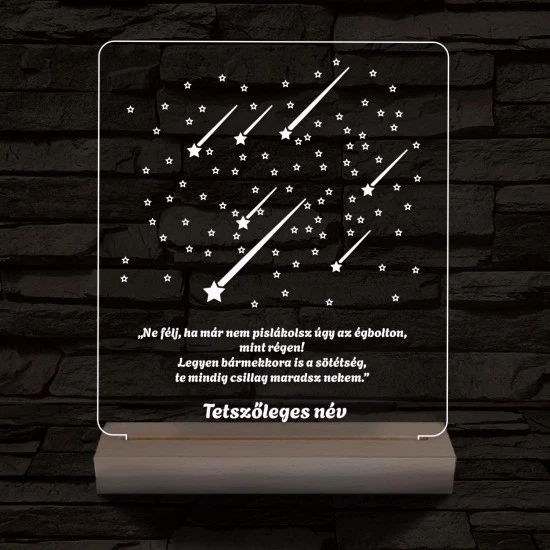 Csillaghullás személyre szabott 20 cm fa talp 7 színű 3D led lámpa