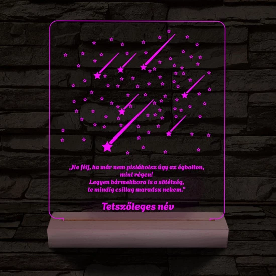Csillaghullás személyre szabott 20 cm fa talp 7 színű 3D led lámpa