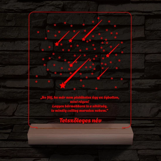 Csillaghullás személyre szabott 20 cm fa talp 7 színű 3D led lámpa