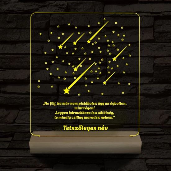 Csillaghullás személyre szabott 20 cm fa talp 7 színű 3D led lámpa