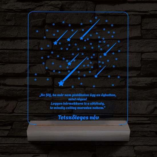 Csillaghullás személyre szabott 20 cm fa talp 7 színű 3D led lámpa