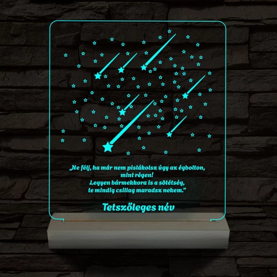 Csillaghullás személyre szabott 20 cm fa talp 7 színű 3D led lámpa