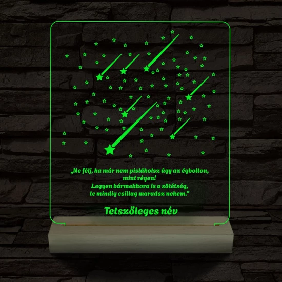 Csillaghullás személyre szabott 20 cm fa talp 7 színű 3D led lámpa