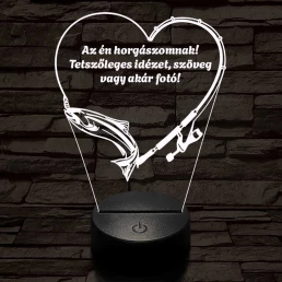 Horgász Love fotógravírozás  7 színű 3D led lámpa