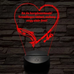 Horgász Love fotógravírozás  7 színű 3D led lámpa