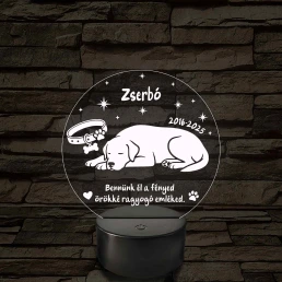 Hűséges Barát – Személyre szabható kutya emlék 7 színű, színváltós 3D LED lámpa