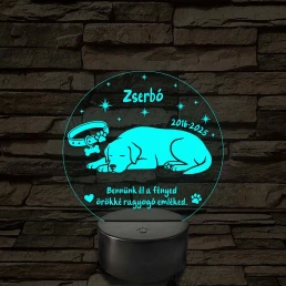 Hűséges Barát – Személyre szabható kutya emlék 7 színű, színváltós 3D LED lámpa