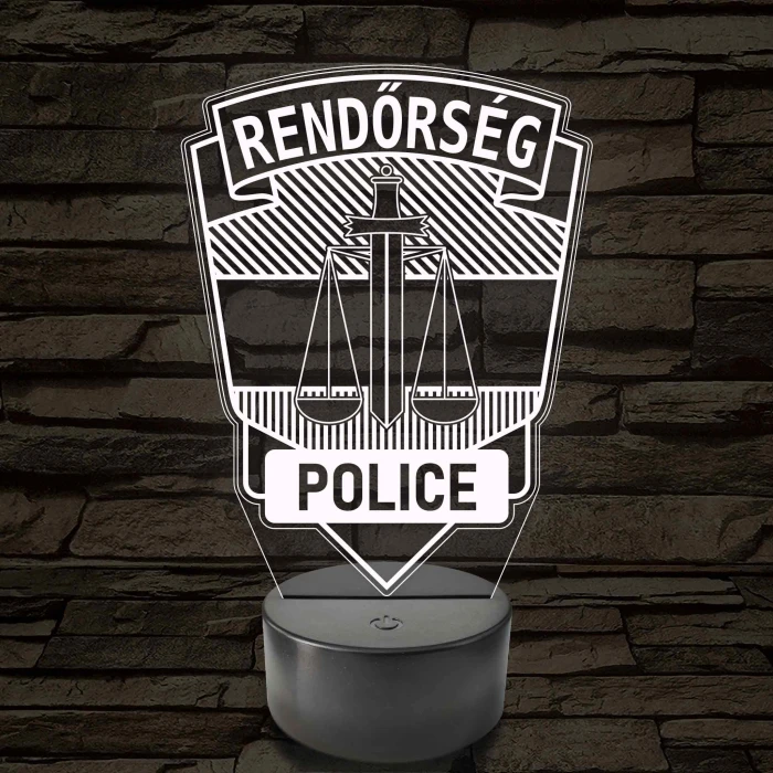 Rendőrségi logo – 7 színű, színváltós 3D LED lámpa
