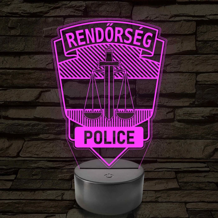 Rendőrségi logo – 7 színű, színváltós 3D LED lámpa