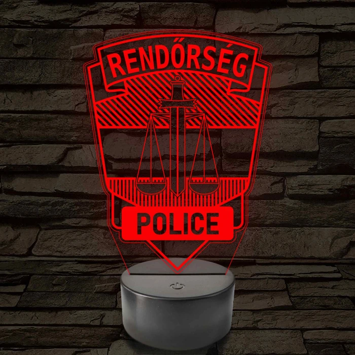 Rendőrségi logo – 7 színű, színváltós 3D LED lámpa