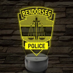 Rendőrségi logo – 7 színű, színváltós 3D LED lámpa
