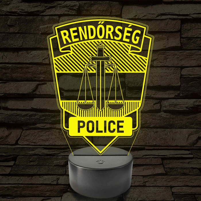 Rendőrségi logo – 7 színű, színváltós 3D LED lámpa