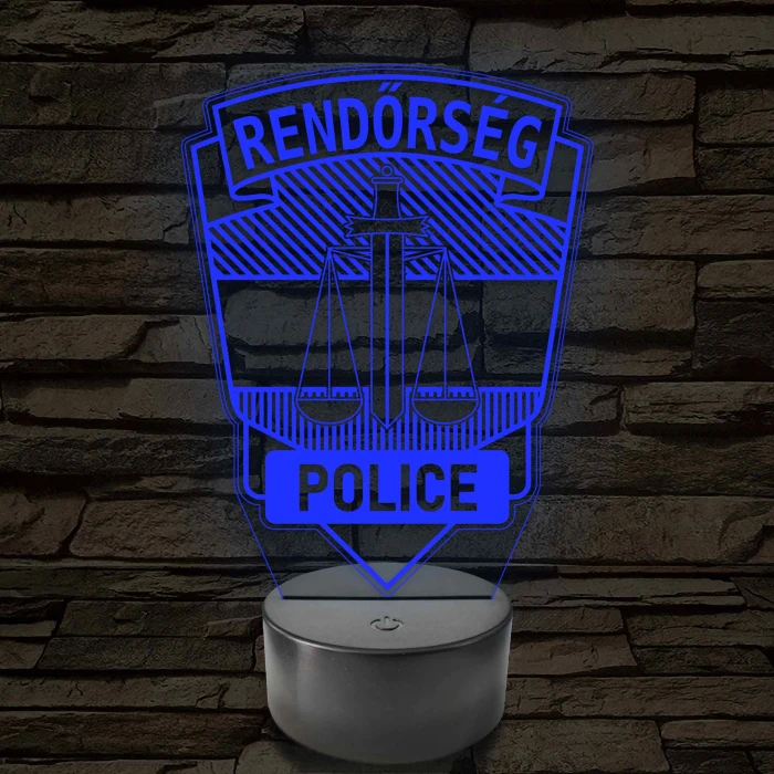 Rendőrségi logo – 7 színű, színváltós 3D LED lámpa