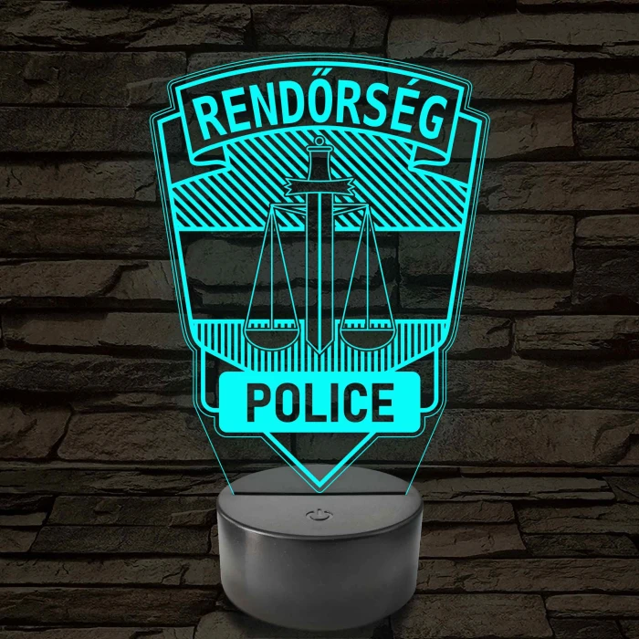 Rendőrségi logo – 7 színű, színváltós 3D LED lámpa