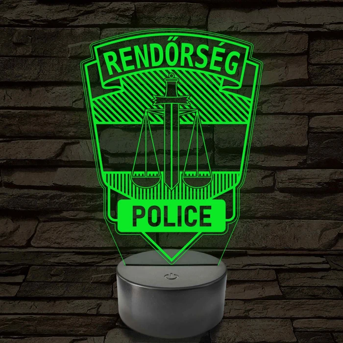 Rendőrségi logo – 7 színű, színváltós 3D LED lámpa