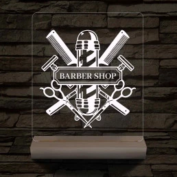 Egyedi Barber Shop – 7 színű, színváltós 3D LED lámpa