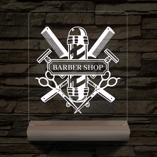 Egyedi Barber Shop – 7 színű, színváltós 3D LED lámpa