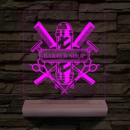 Egyedi Barber Shop – 7 színű, színváltós 3D LED lámpa