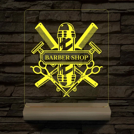 Egyedi Barber Shop – 7 színű, színváltós 3D LED lámpa