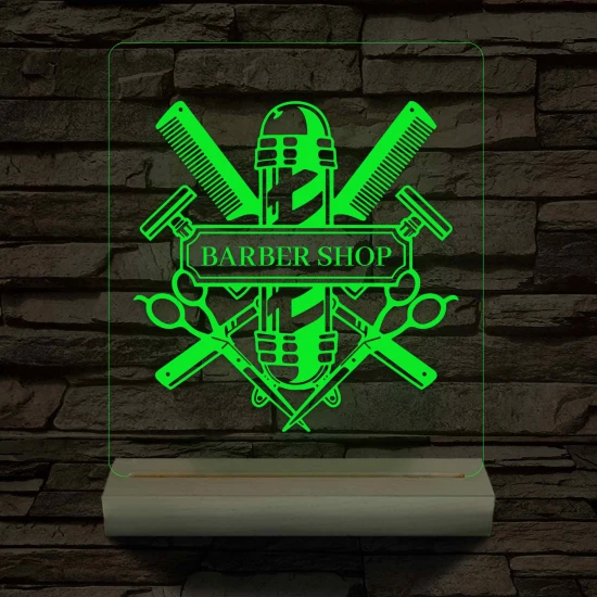 Egyedi Barber Shop – 7 színű, színváltós 3D LED lámpa