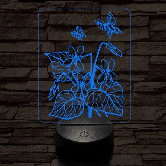 Ibolya  7 színű 3D led lámpa