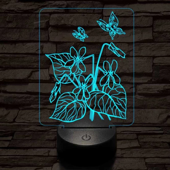 Ibolya  7 színű 3D led lámpa