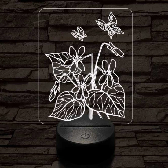 Ibolya  7 színű 3D led lámpa