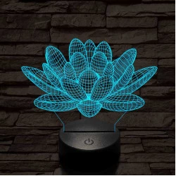 Lótusz virág 7 színű 3D led lámpa