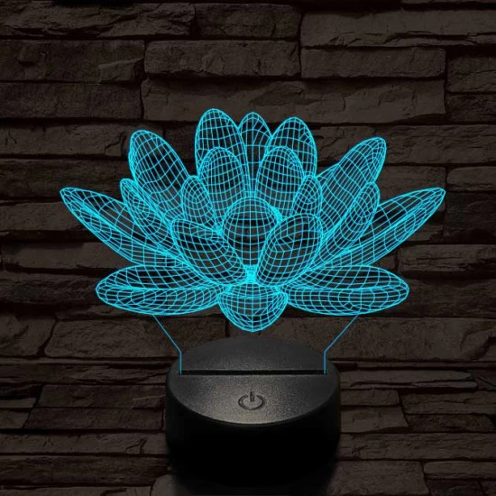 Lótusz virág 7 színű 3D led lámpa
